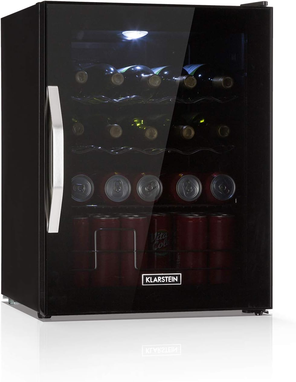 Kn Mini Kühlschrank mit Glastür & LED, für Zimmer, Getränkekühlschrank