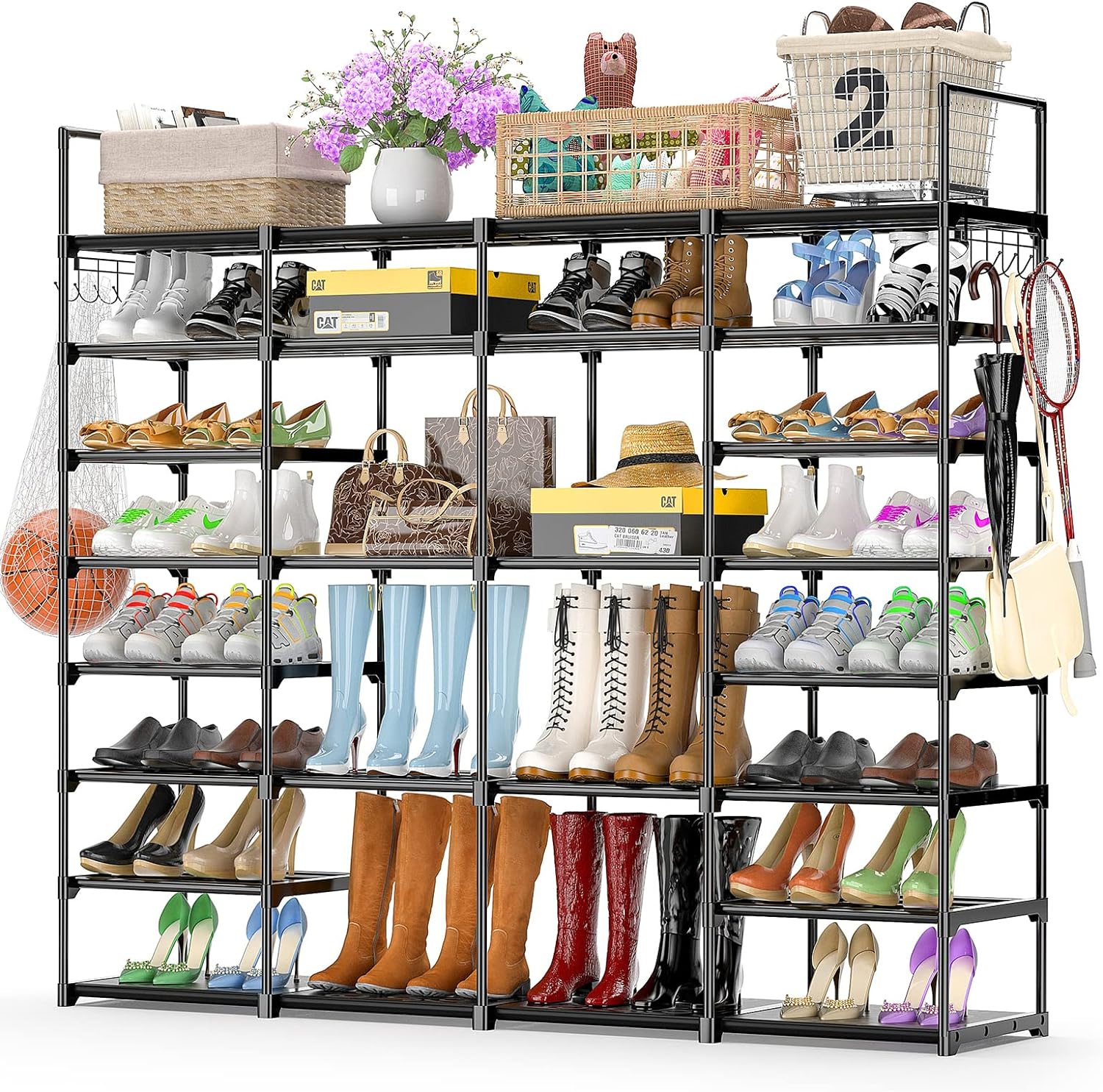 Large Shoe Rack Organizer Storage, 9 Tier Tall Shoes for Entryway