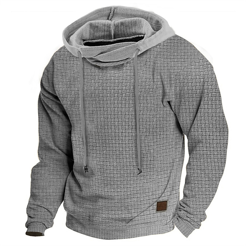 Men's Hoodie Outdoor Sports Solid Color Long Sleeve Daily Tops Apricot Sweatshirt