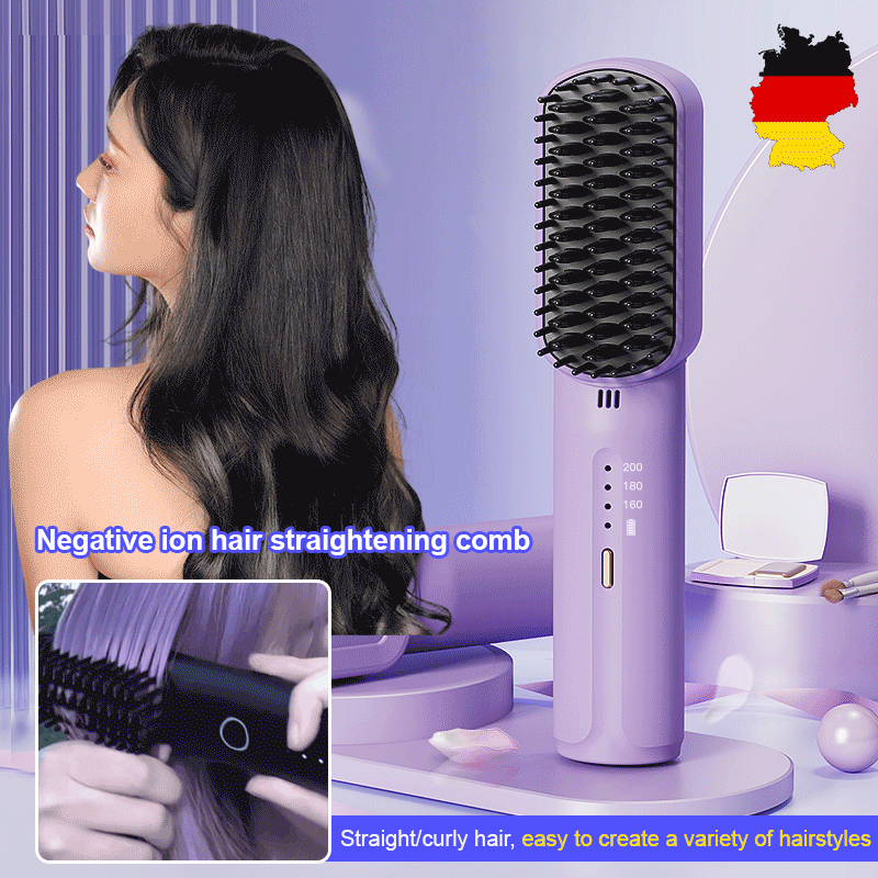 [Negative ions do not hurt hair] Portable cordless mini hair straightening comb