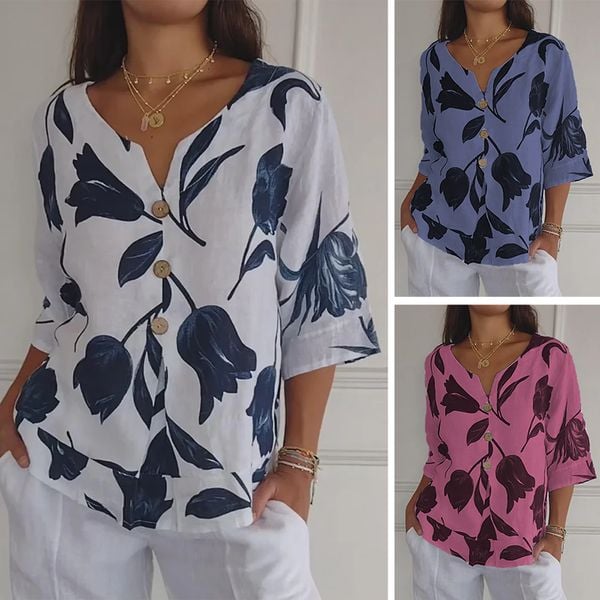 Last day to get over 69% off-✨🔥🌷Printed V-neck Tunic Top🌷