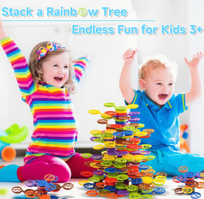 🌈Rainbow-Tree Stacking Toy-Preschool Learning Activities Balance👦