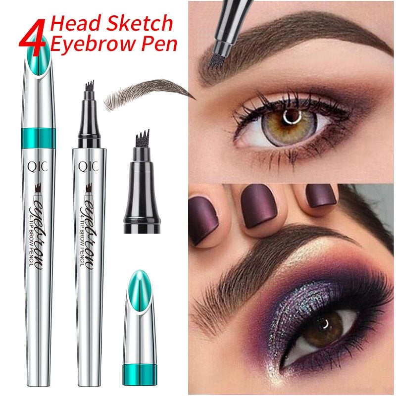 3D Waterproof Microblading Eyebrow Pen 4 Fork Tip Tattoo Pencil (Pack of 2)
