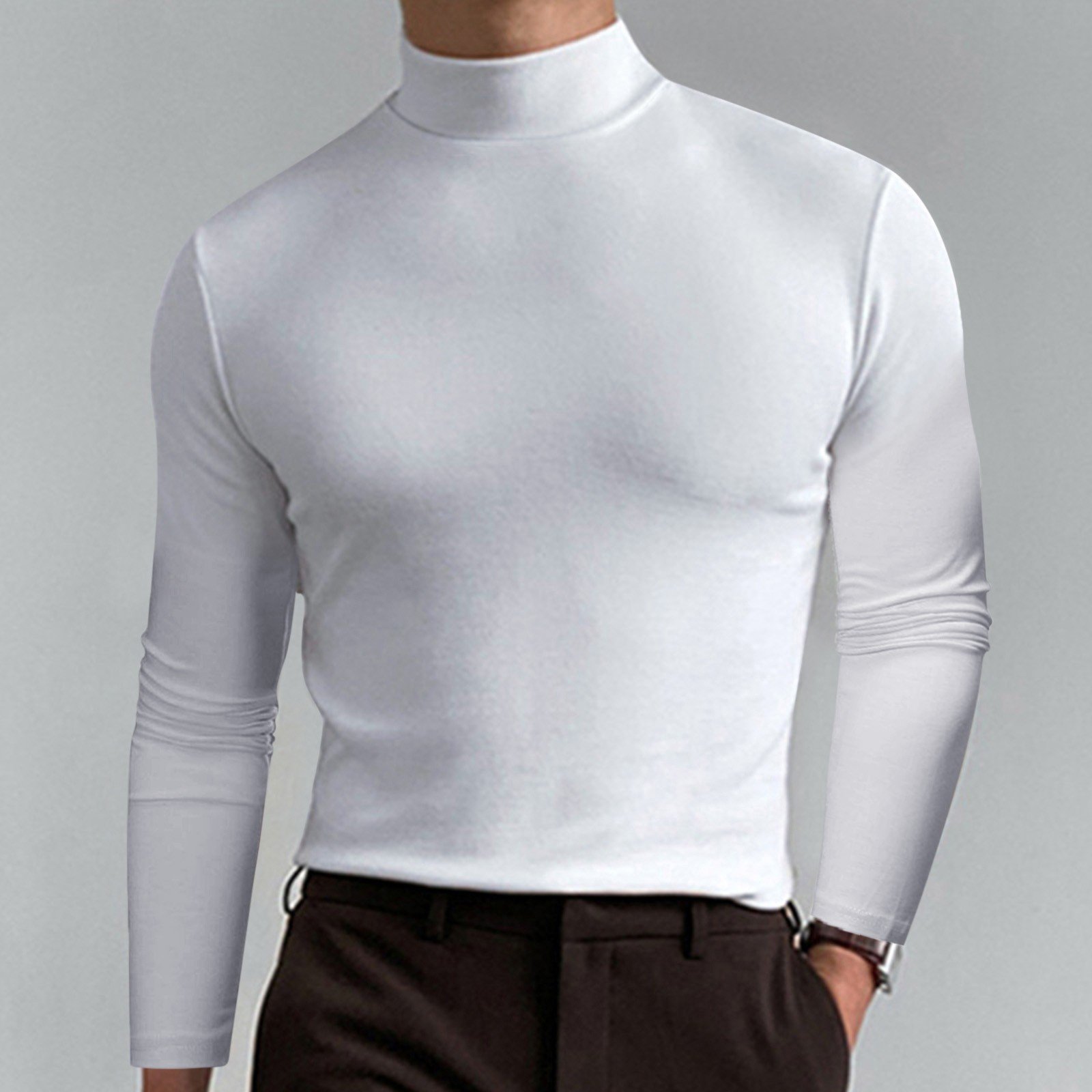 🔥2024 new hot sale 49% off🔥Mens High Neck Slim Fit Long Sleeve T-shirt
