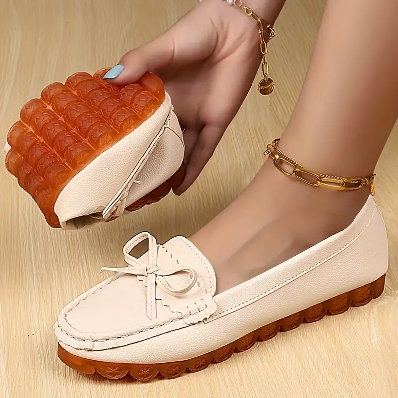 womens bowknot decor flat loafers casual soft sole slip on shoes lightweight comfortable shoes 3
