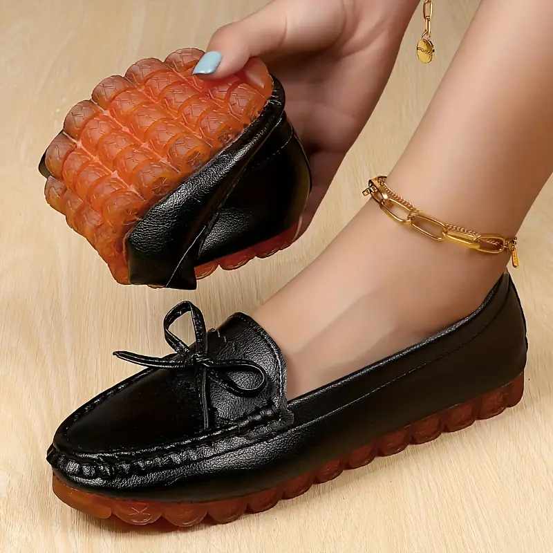 womens bowknot decor flat loafers casual soft sole slip on shoes lightweight comfortable shoes 1