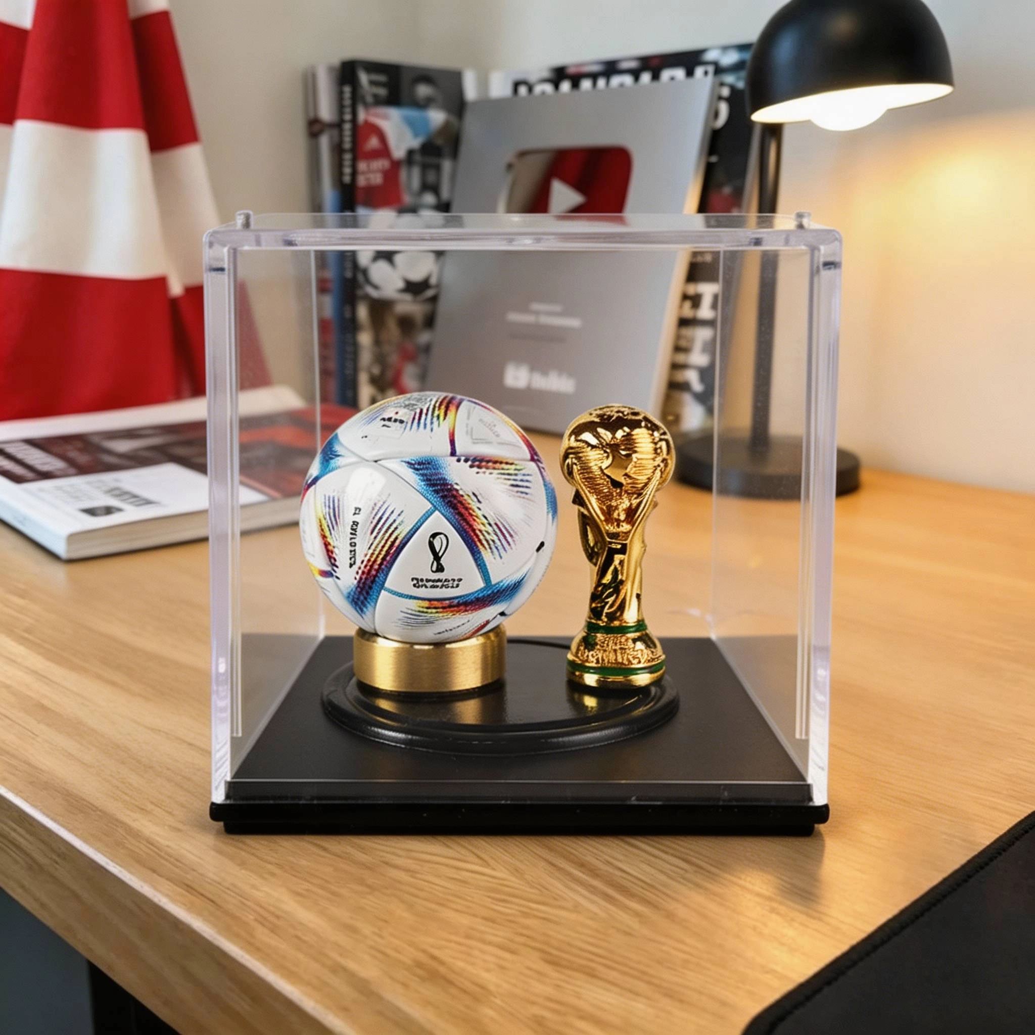 2022 FIFA Qatar World Cup Al Rihla Mini Football & Trophy Premium Display Box