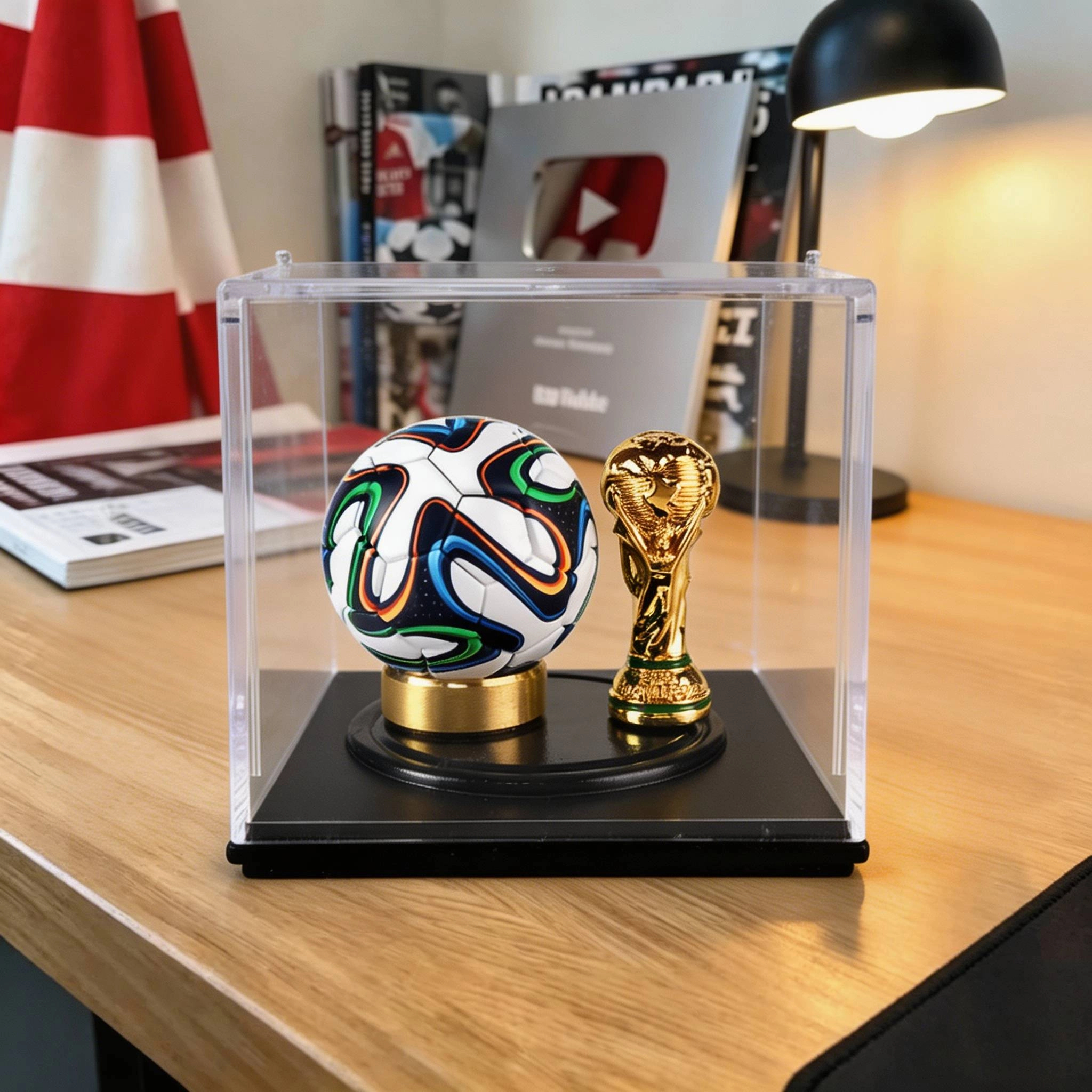 2014 FIFA Brazil World Cup Brazuca Mini Football & Trophy Premium Display Box