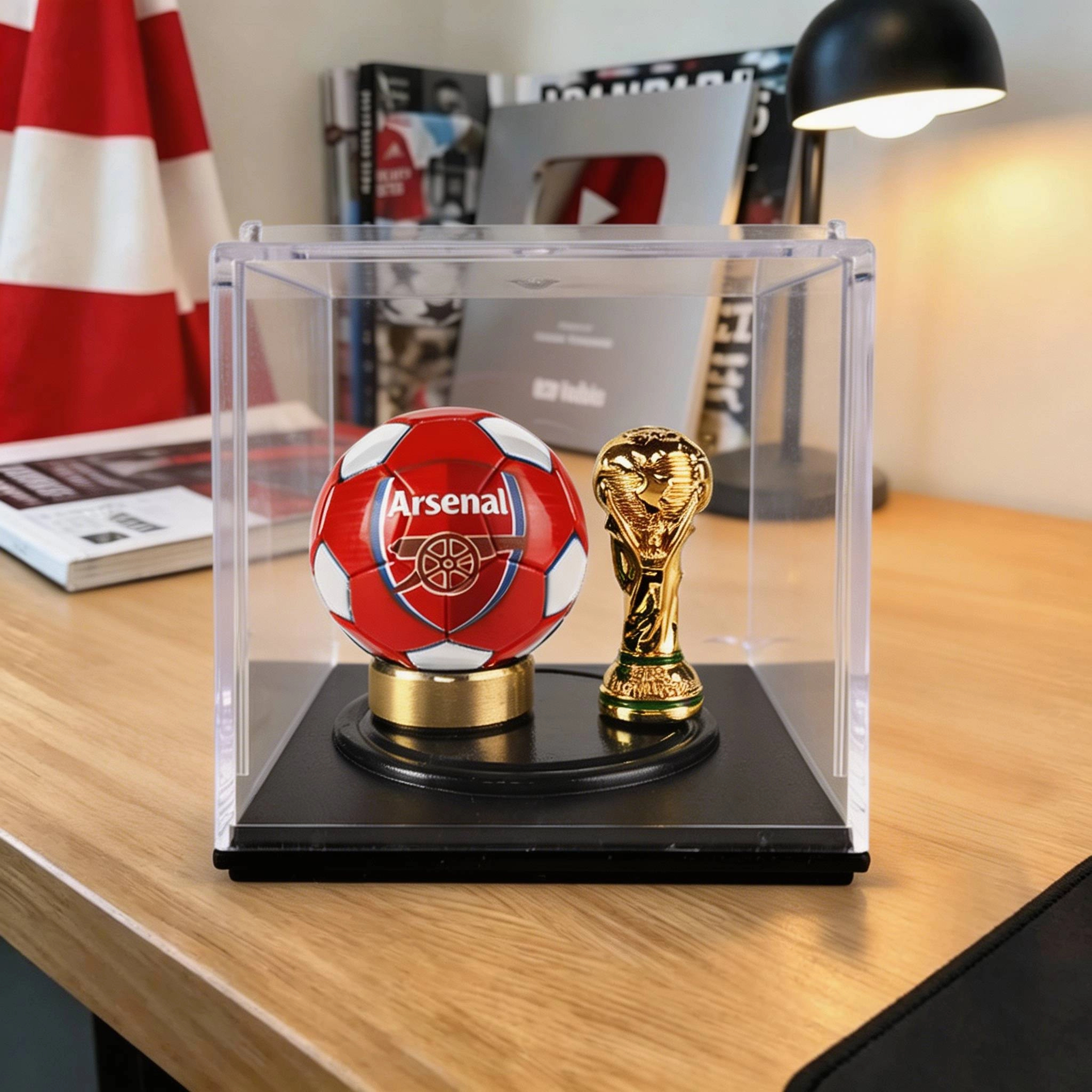 Arsenal Gunners Mini Football & World Cup Trophy Premium Display Box