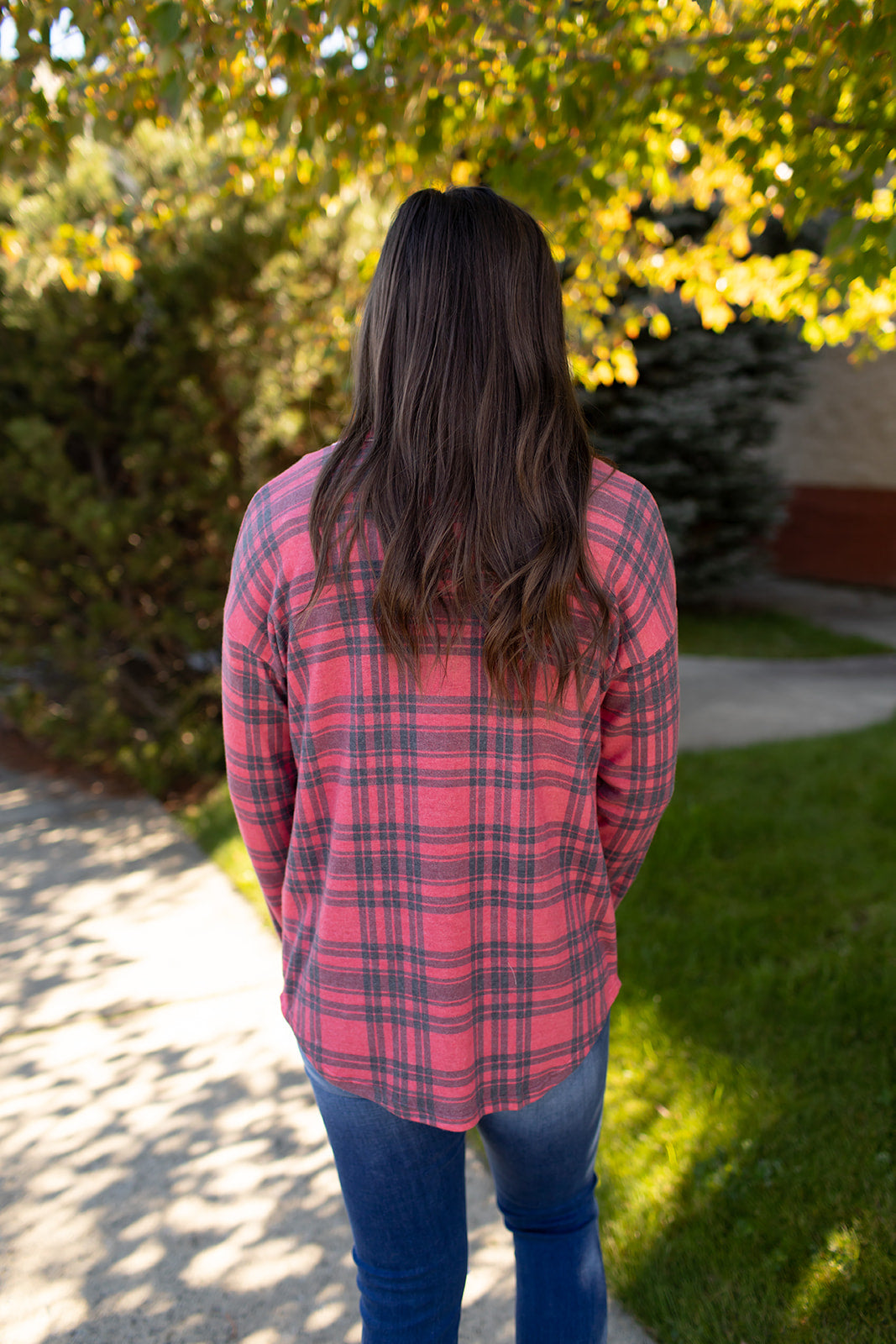 Red Black Plaid Oversized Fleece Button Up (SM-3X)