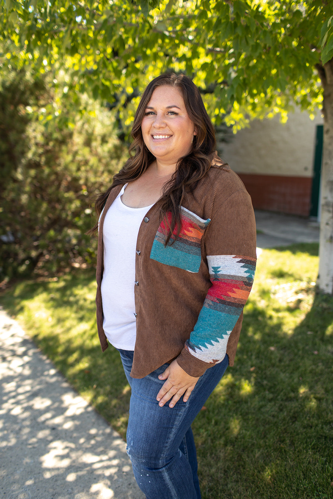 Brown Corduroy Nomad Aztec Shacket (SM-2X)