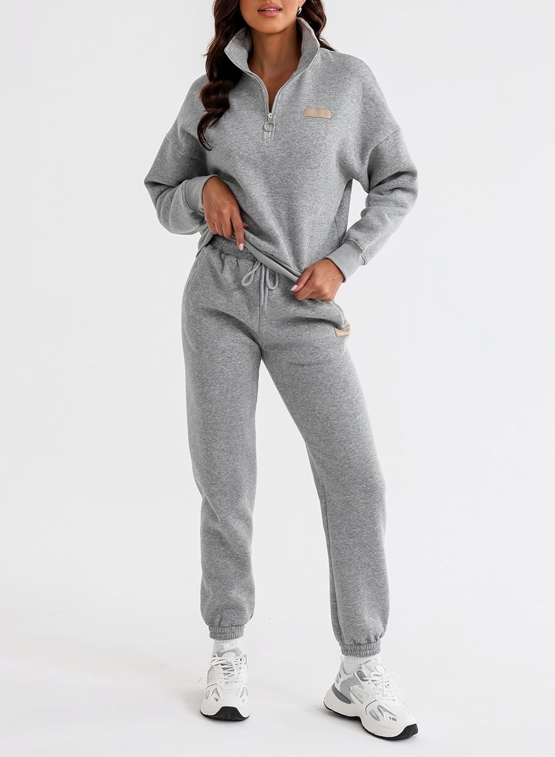 Women 2 Piece Outfits Sweatsuit Lounge Set Half Zip Pullover with Tracksuit Matching Pants Set