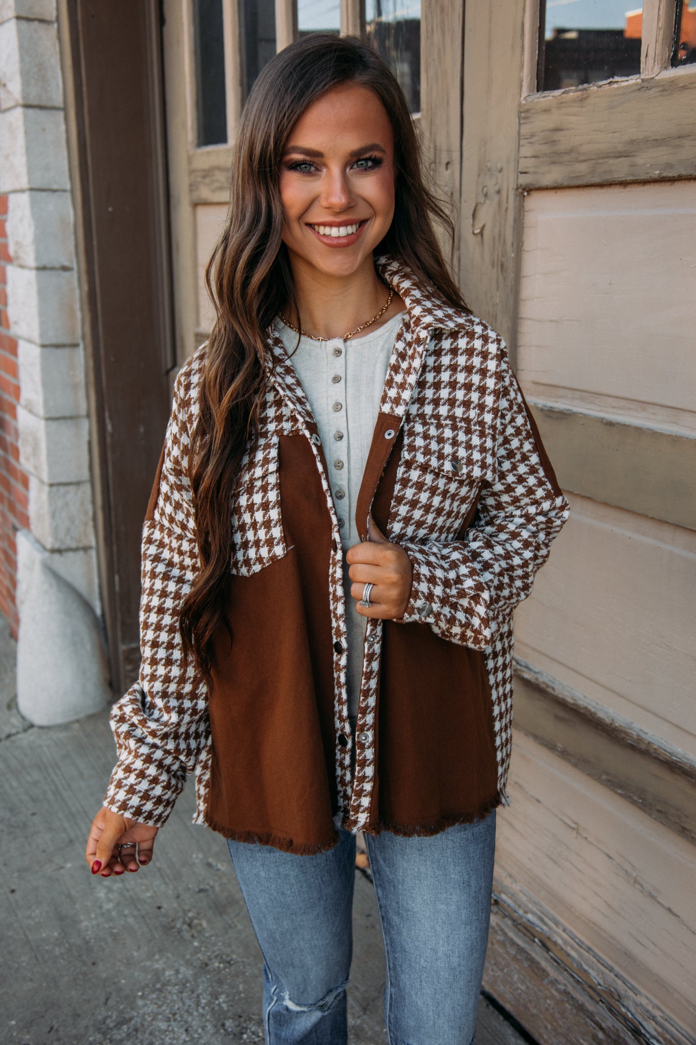 Houndstooth Jacket Brown