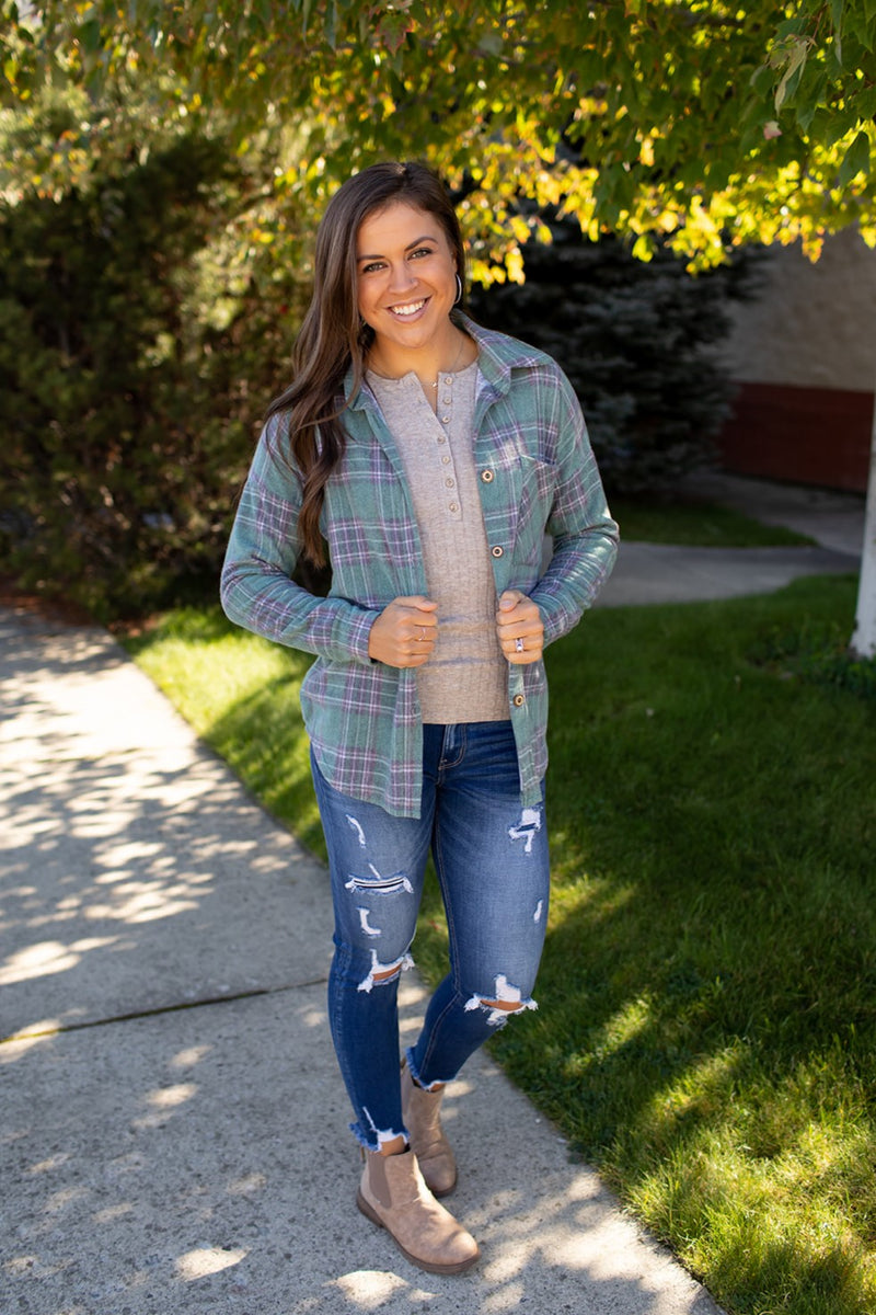 Red Black Plaid Oversized Fleece Button Up (SM-3X)