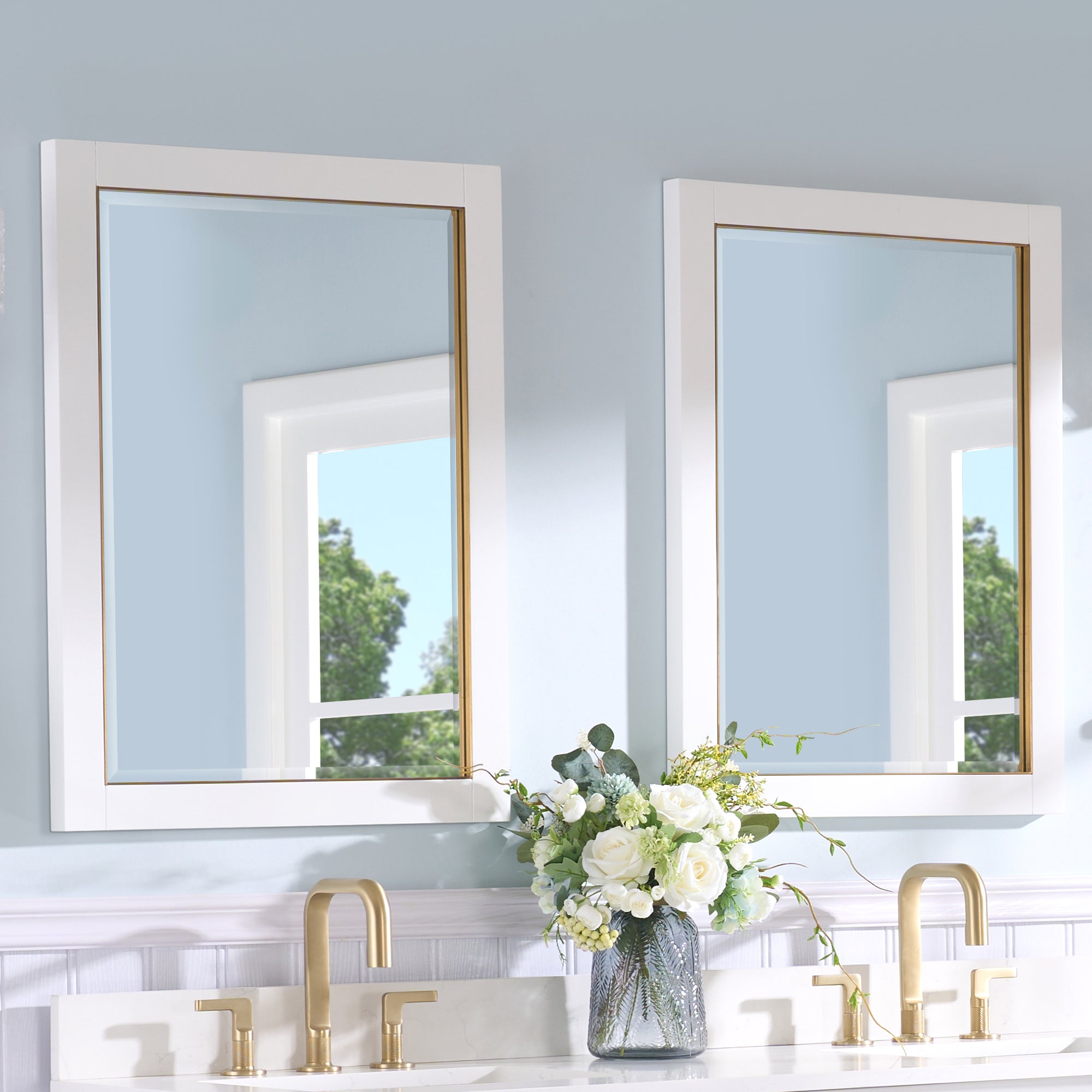 24 in. W x 32 in. H Framed Rectangular Beveled Edge Bathroom Vanity Mirror-Arrisea