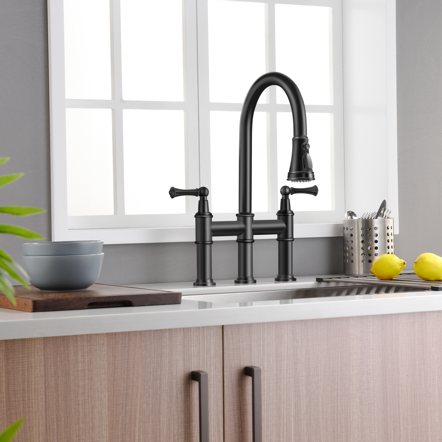 CF-15082 Black Pull Down Kitchen Faucet-Arrisea