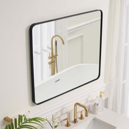 30-in W x 36-in H Black Rectangular Framed Bathroom Vanity Mirror-Arrisea