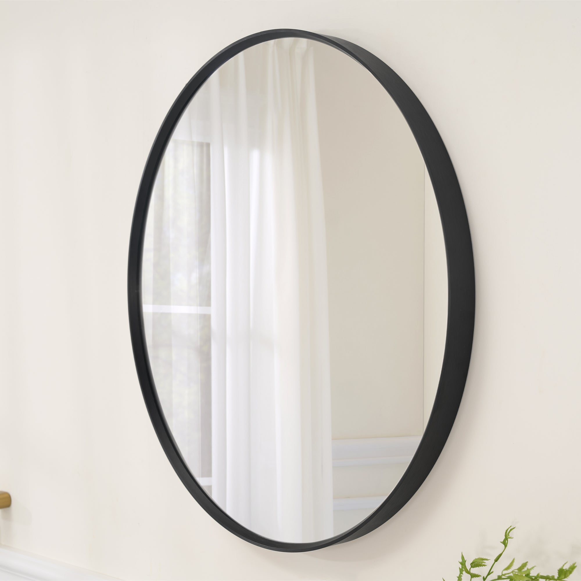 24 in. W x 24 in. H Black Modern Round Framed Aluminum Wall Mirror-Arrisea