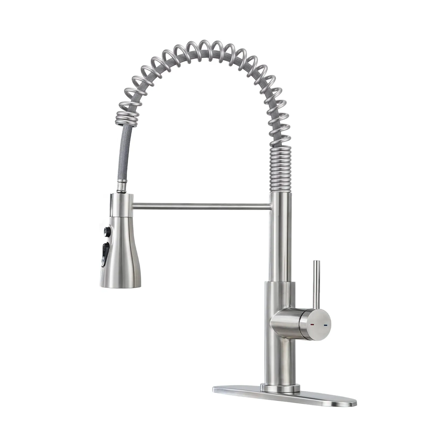 ARRISEA CF-15102 Kitchen Faucet, Laundry Faucets with Sprayer, Bar and RV Sink Faucet with 10'' Deck Plate, Stainless Steel Single Handle High Arc Brushed Nickel Faucets with Pull-Down Spayer-Arrisea