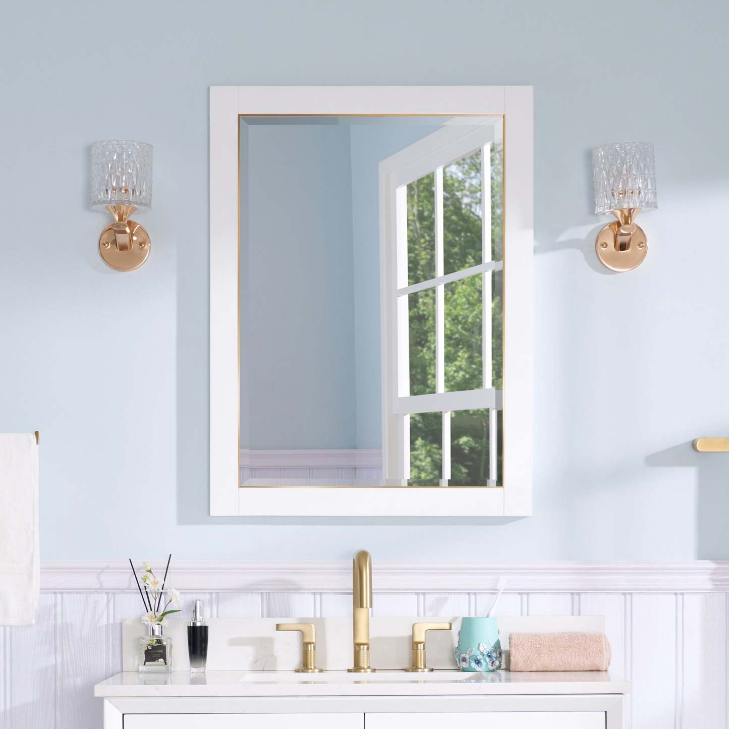 24 in. W x 32 in. H Framed Rectangular Beveled Edge Bathroom Vanity Mirror-Arrisea