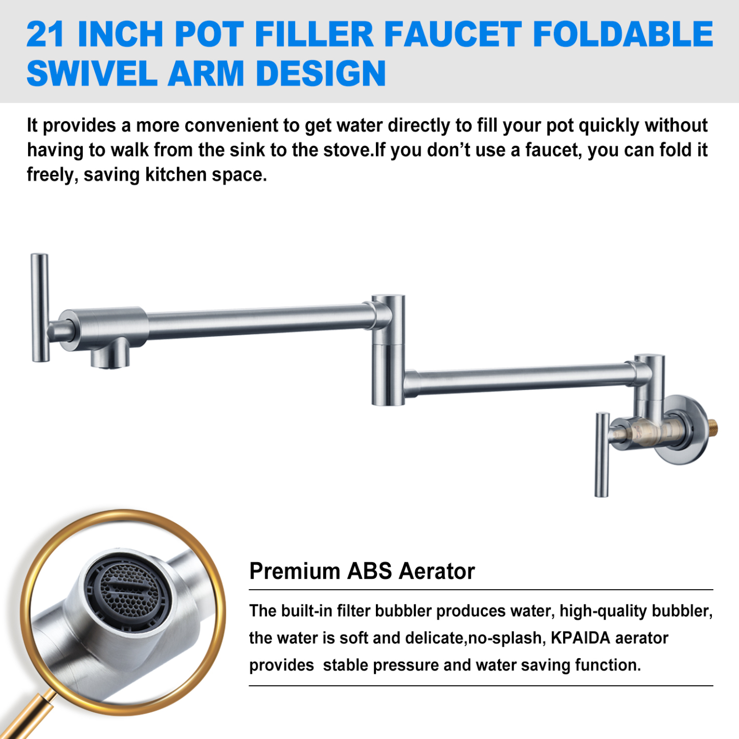 CF-25046 Nickel Folding Kitchen Faucet-Arrisea