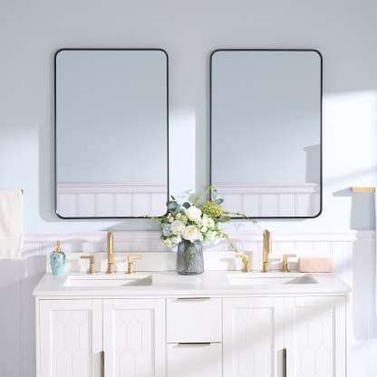 24-in W x 36-in H Black Rectangular Framed Bathroom Vanity Mirror-Arrisea