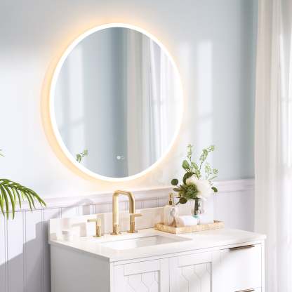 32 in. W x 32 in. H Round Frameless Anti-Fog LED Light Dimmable Wall Mount Bathroom Vanity Mirror-Arrisea