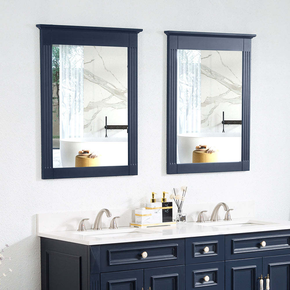 26 in. W x 33 in. H Medium Rectangular Wood Framed Wall Mount Bathroom Vanity Mirror(Set of 2)-Arrisea