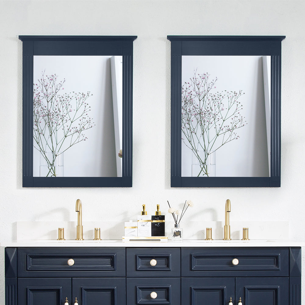 26 in. W x 33 in. H Medium Rectangular Wood Framed Wall Mount Bathroom Vanity Mirror(Set of 2)-Arrisea