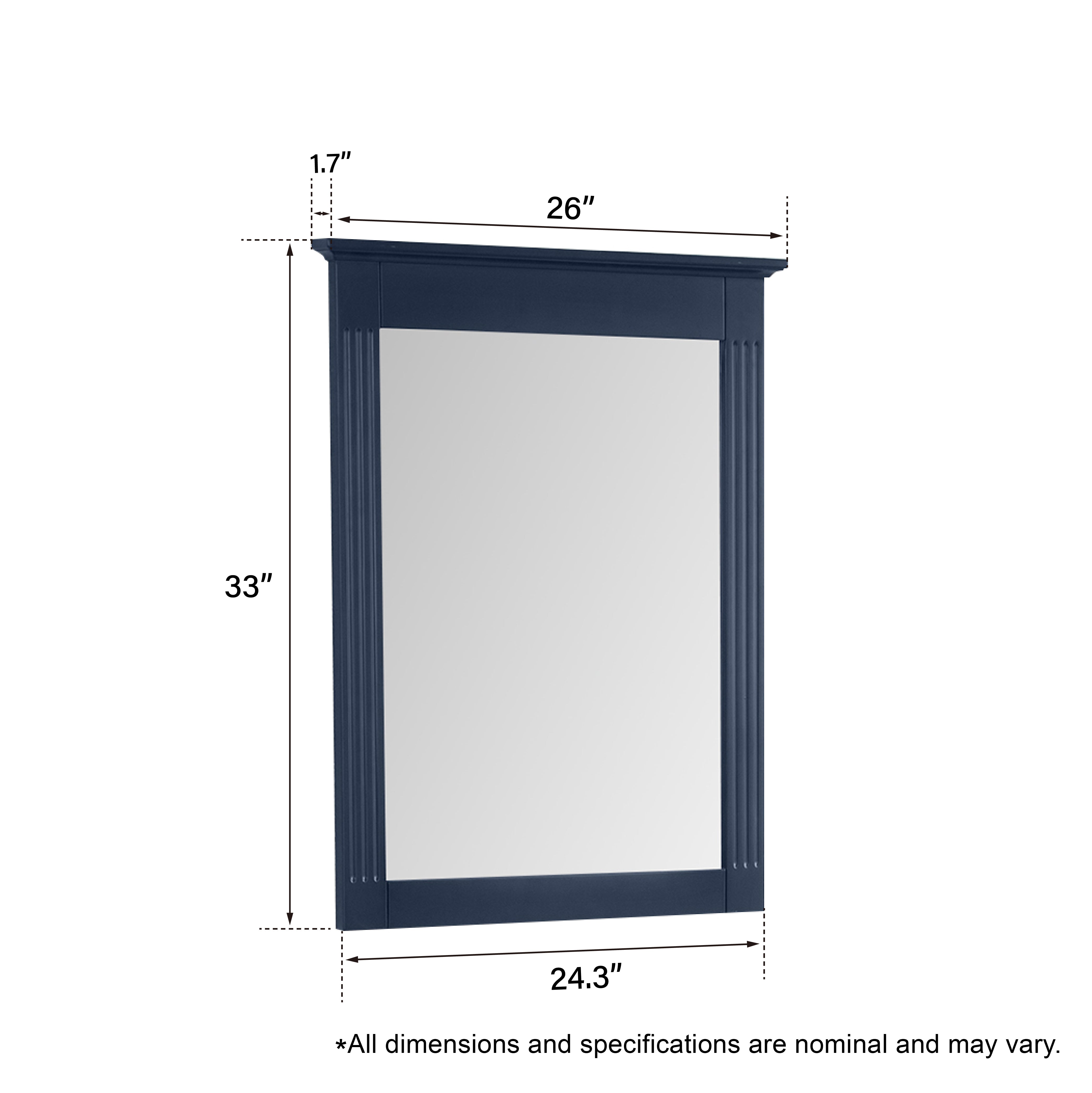 26 in. W x 33 in. H Medium Rectangular Wood Framed Wall Mount Bathroom Vanity Mirror(Set of 2)-Arrisea