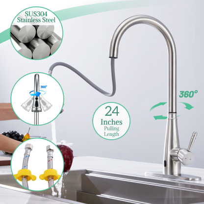 CF-15029 Touch And Infrared Sensing Faucet With Pull-down Sprayer-Arrisea