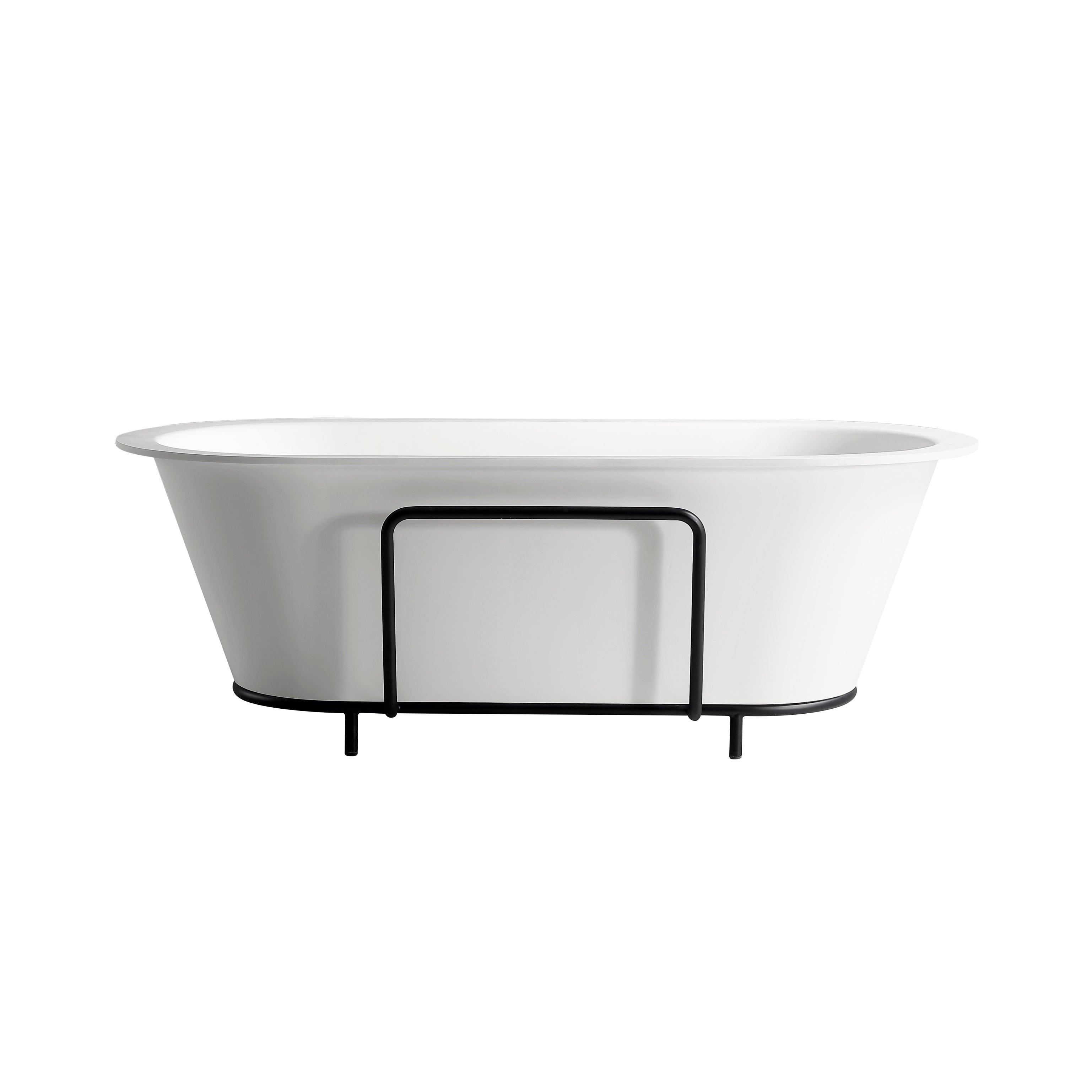 71-in Freestanding Artificial Stone Solid Surface Bathtub in Matte White-Arrisea