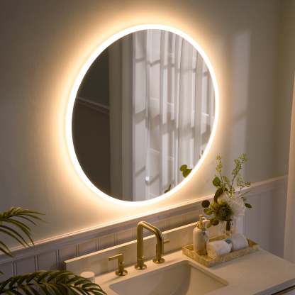 32 in. W x 32 in. H Round Frameless Anti-Fog LED Light Dimmable Wall Mount Bathroom Vanity Mirror-Arrisea