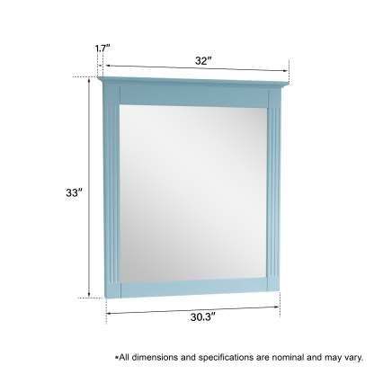 32 in. W x 33 in. H Wall-Mounted Wooden Framed Vanity Mirror Makeup Bathroom Wall Mirror-Arrisea