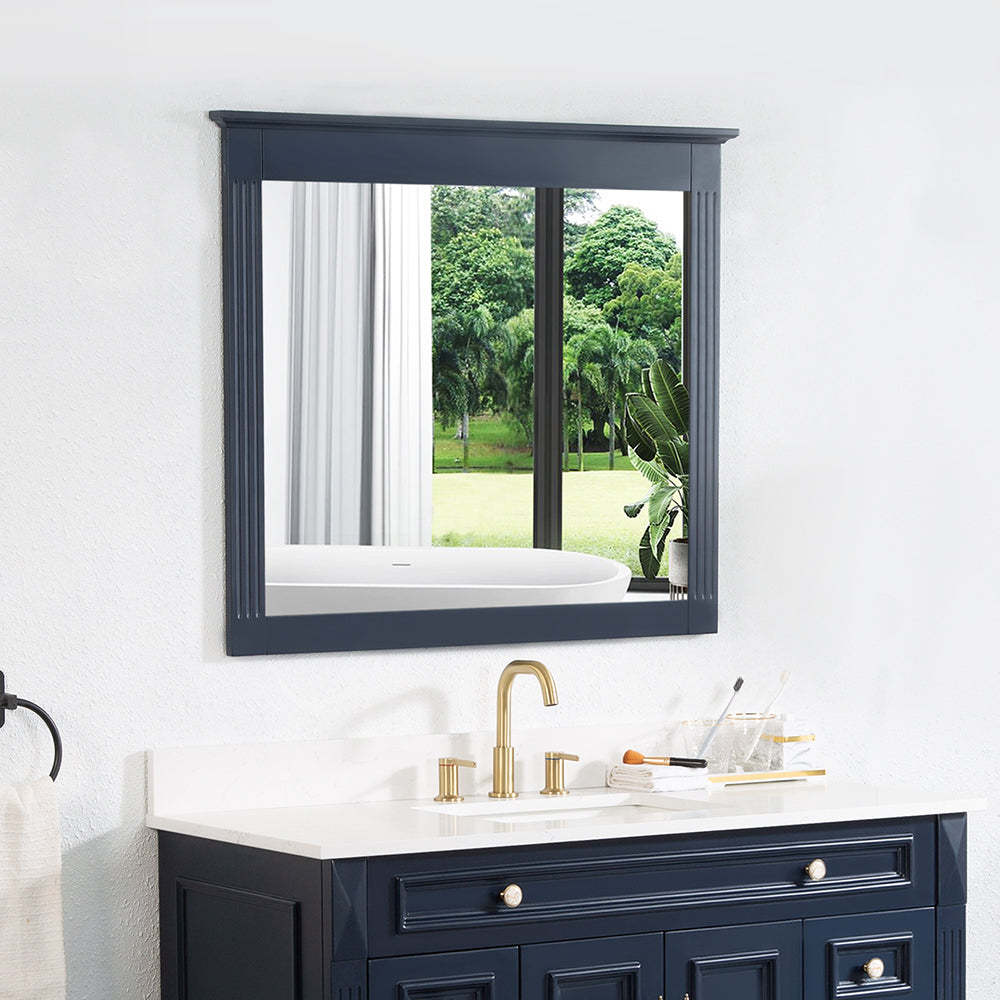 38 in. W x 33 in. H Solid Wood Bathroom Vanity Mirror-Arrisea