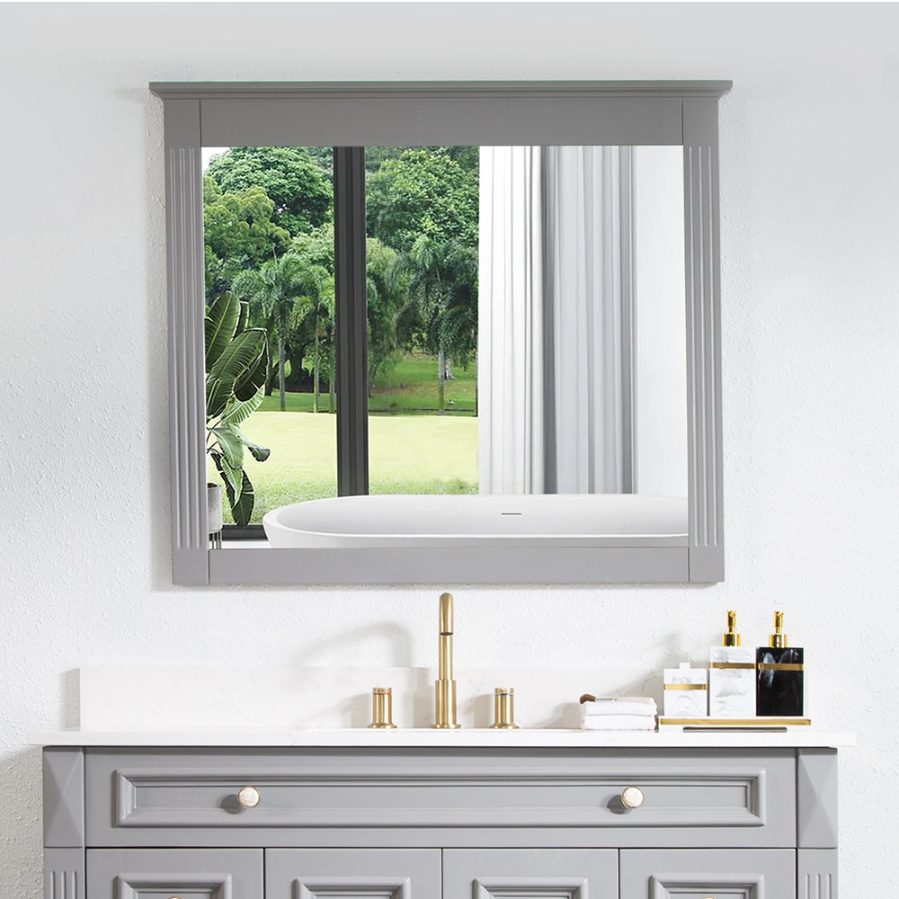 38 in. W x 33 in. H Solid Wood Bathroom Vanity Mirror-Arrisea