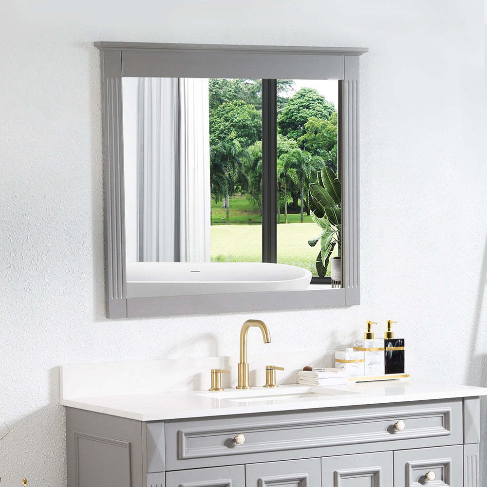 38 in. W x 33 in. H Solid Wood Bathroom Vanity Mirror-Arrisea