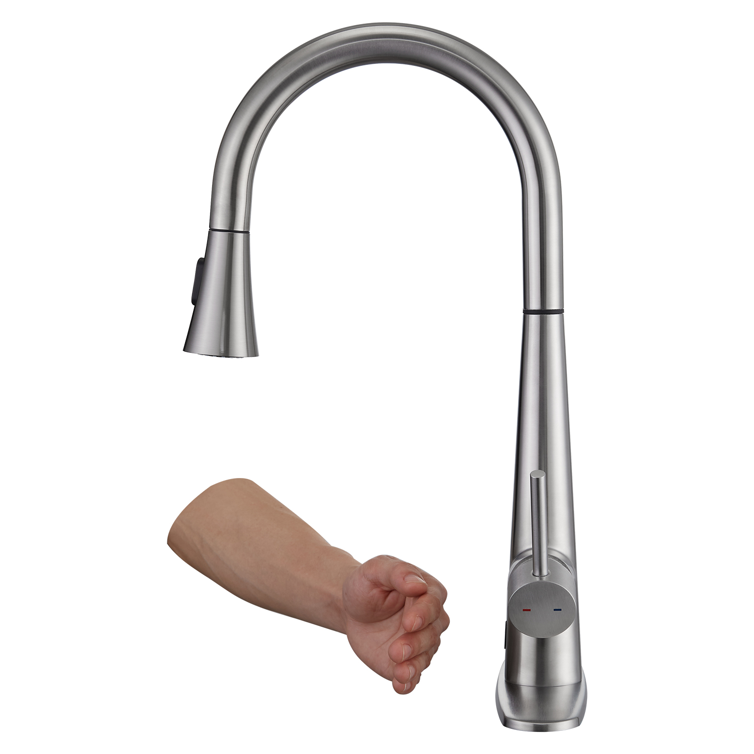 CF-15094 Nickel Touch And Sensor Kitchen Faucet Pull Down Sprayer-Arrisea