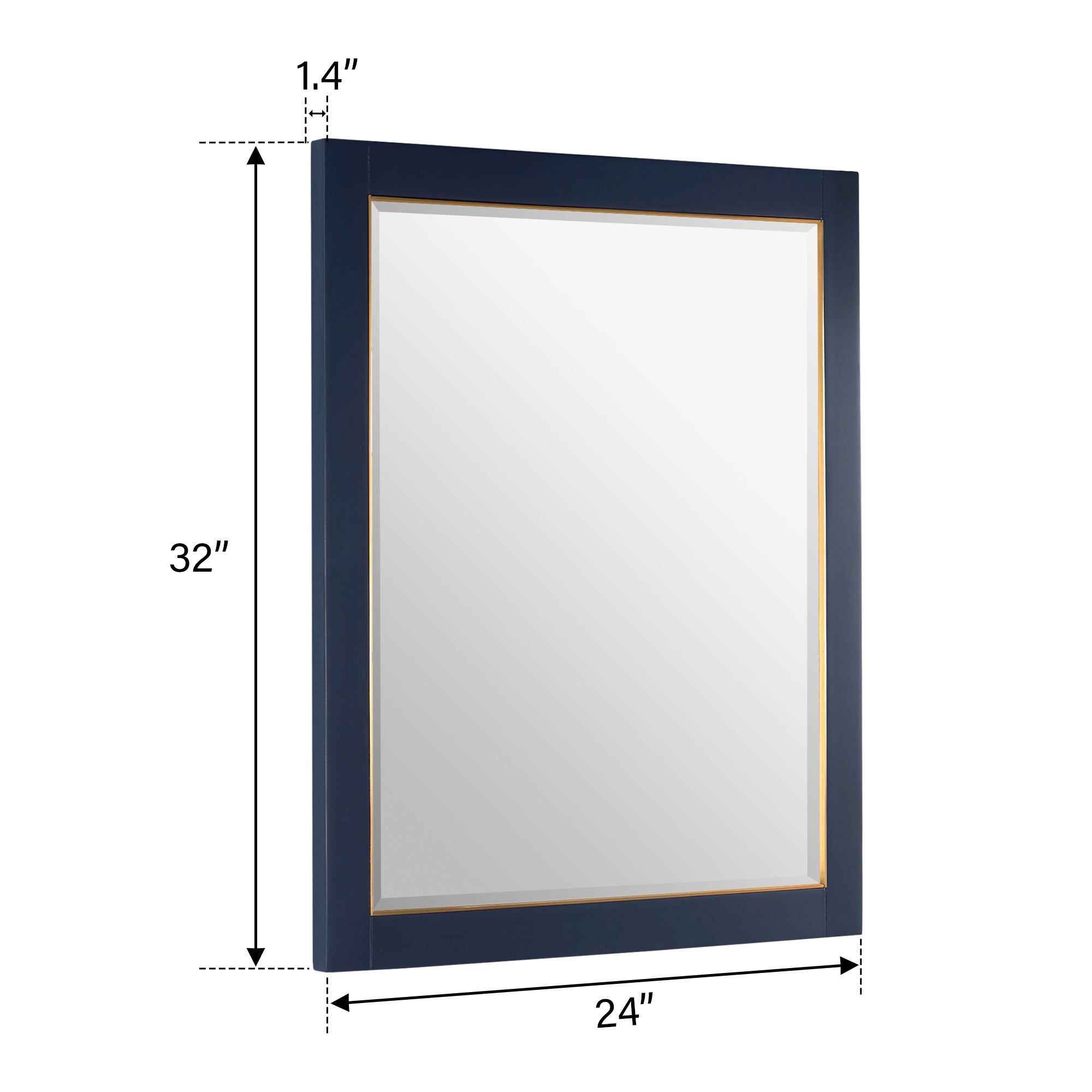 24 in. W x 32 in. H Framed Rectangular Beveled Edge Bathroom Vanity Mirror-Arrisea