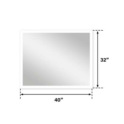 40 in. W x 32 in. H LED Light Mirror Rectangular Fog Free Frameless Bathroom Vanity Mirror-Arrisea