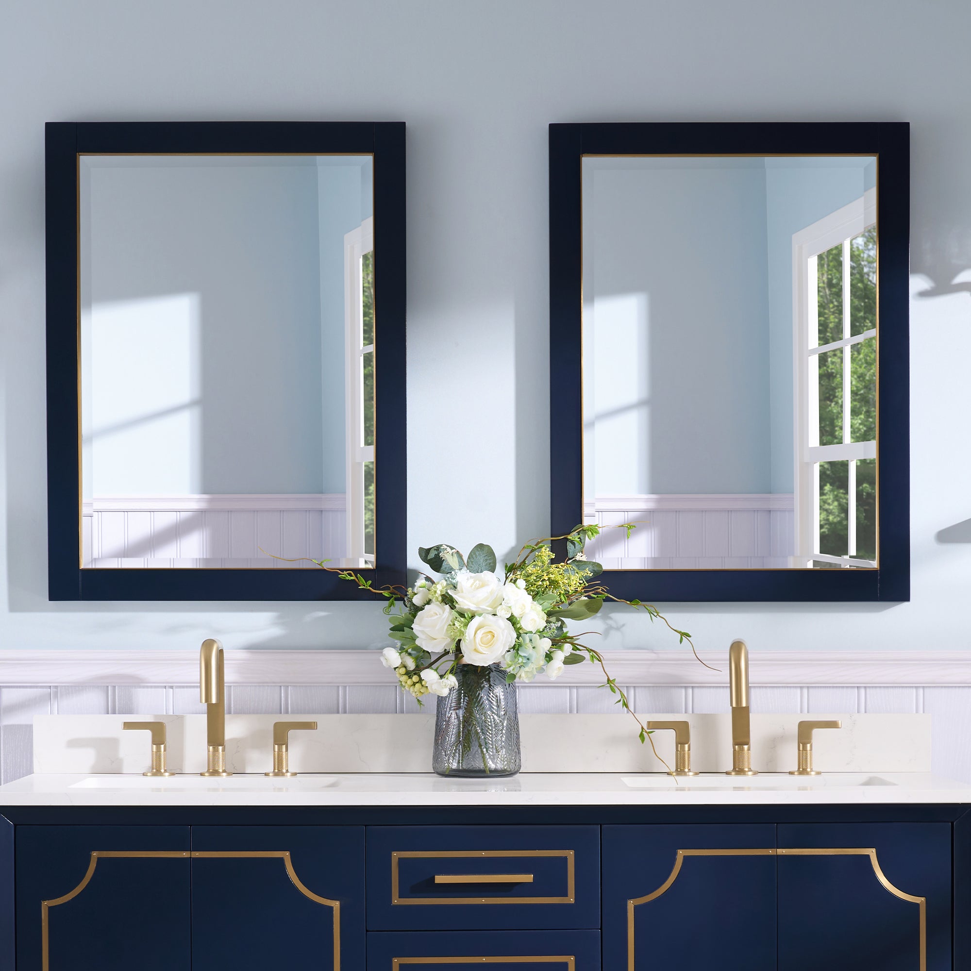 24 in. W x 32 in. H Framed Rectangular Beveled Edge Bathroom Vanity Mirror-Arrisea