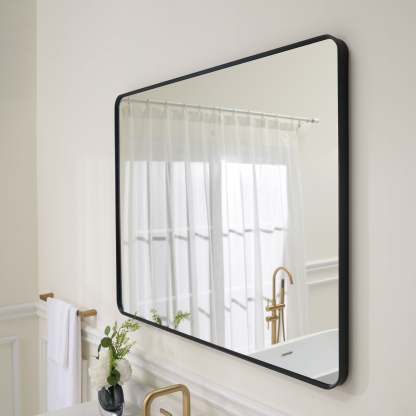 48-in W x 36-in H Black Rectangular Framed Bathroom Vanity Mirror-Arrisea