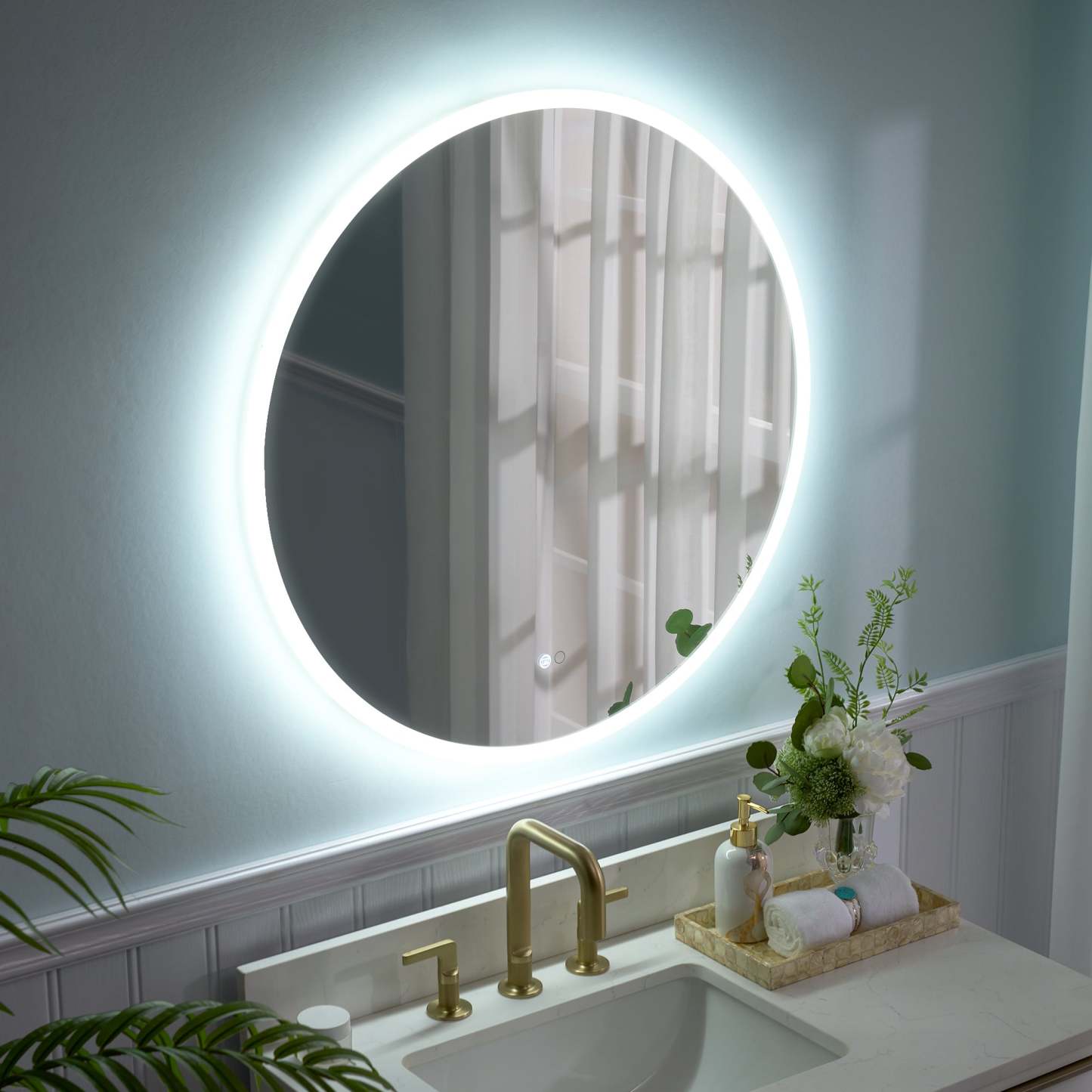 32 in. W x 32 in. H Round Frameless Anti-Fog LED Light Dimmable Wall Mount Bathroom Vanity Mirror-Arrisea