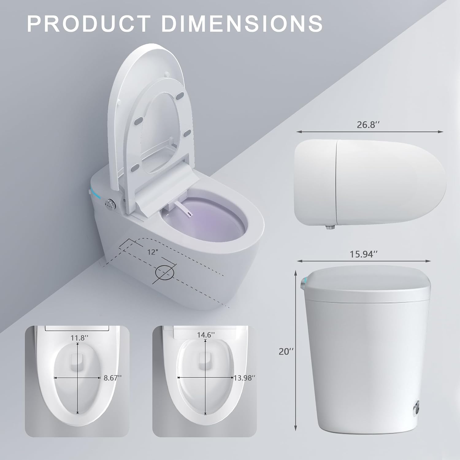 Smart Toilet with Bidet Built in,G7A08W-Arrisea