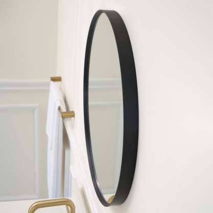 24 in. W x 24 in. H Black Modern Round Framed Aluminum Wall Mirror-Arrisea