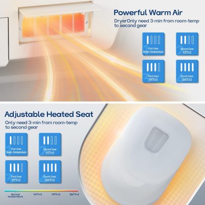 Smart Toilet with Bidet Built in, Foot Sensing Modern Toilet Bidet Combo with Auto Flush, Remote Control Warm Water, Elongated Heated Bidet Seat, Dryer, Built-in Water Tank, LED Light-Arrisea