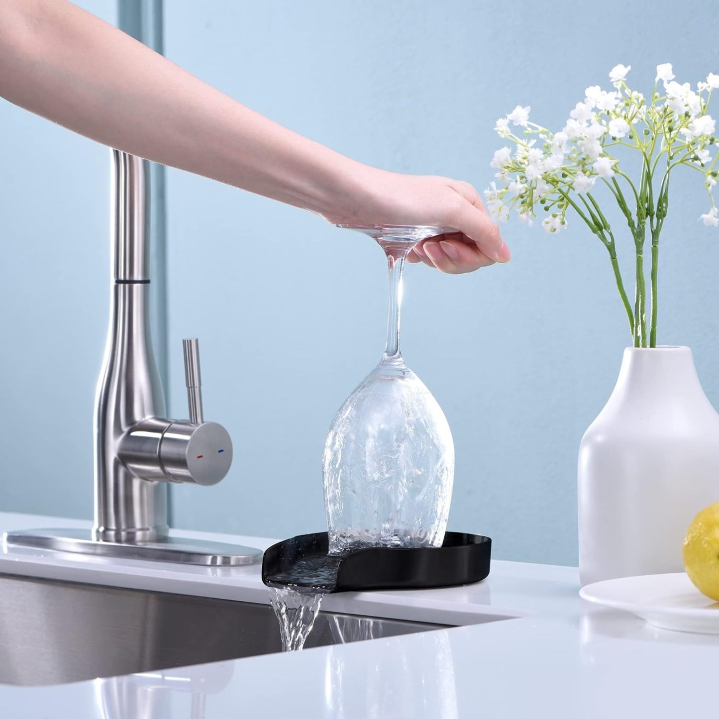Metal Faucet Glass Rinser for Kitchen Sink Bottle Washer, Cup Rinser, Kitchen Sink Accessories-Arrisea