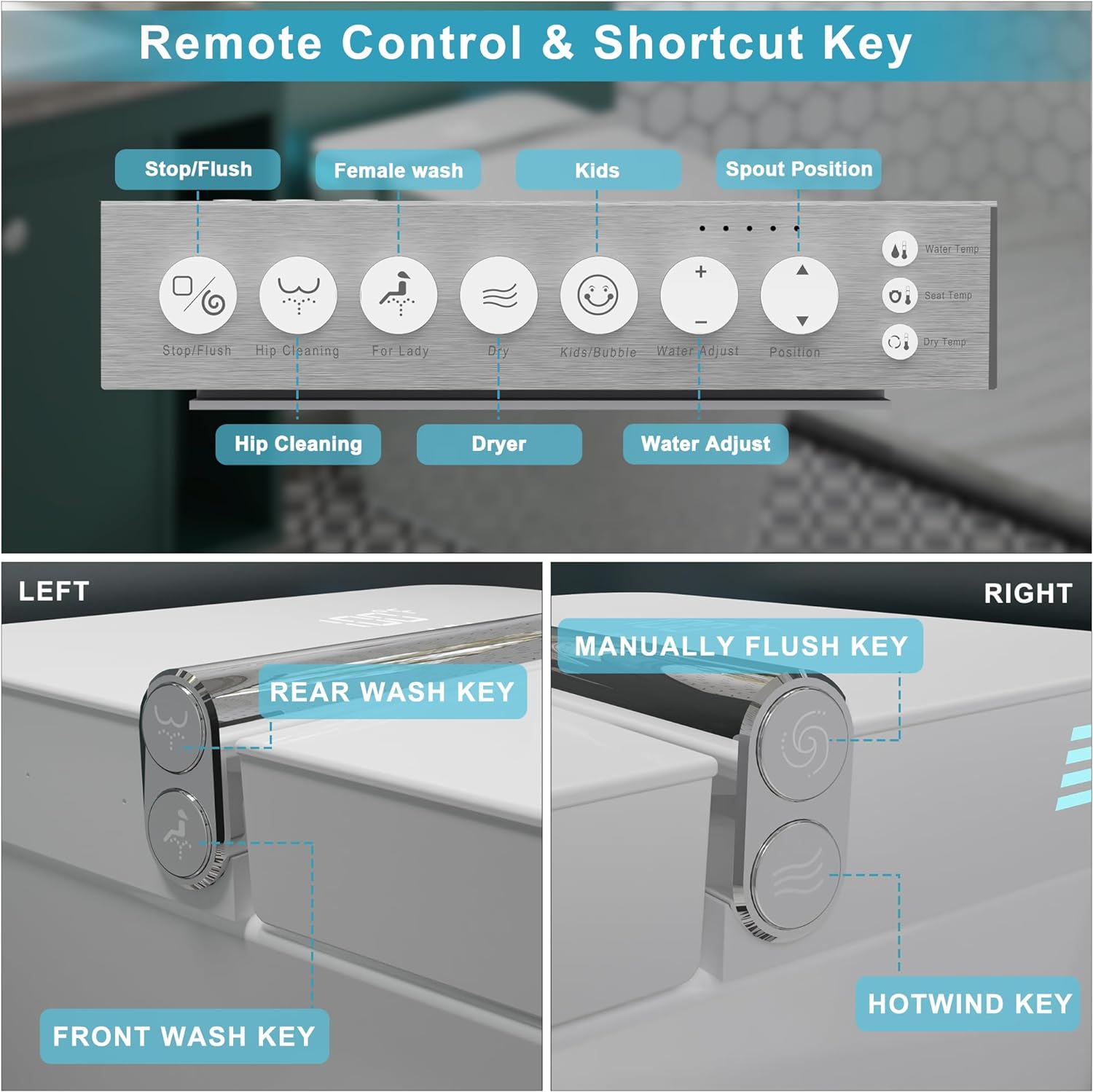 Smart Toilet with Bidet Built in, Foot Sensing Modern Toilet Bidet Combo with Auto Flush, Remote Control Warm Water, Elongated Heated Bidet Seat, Dryer, Built-in Water Tank, LED Light-Arrisea