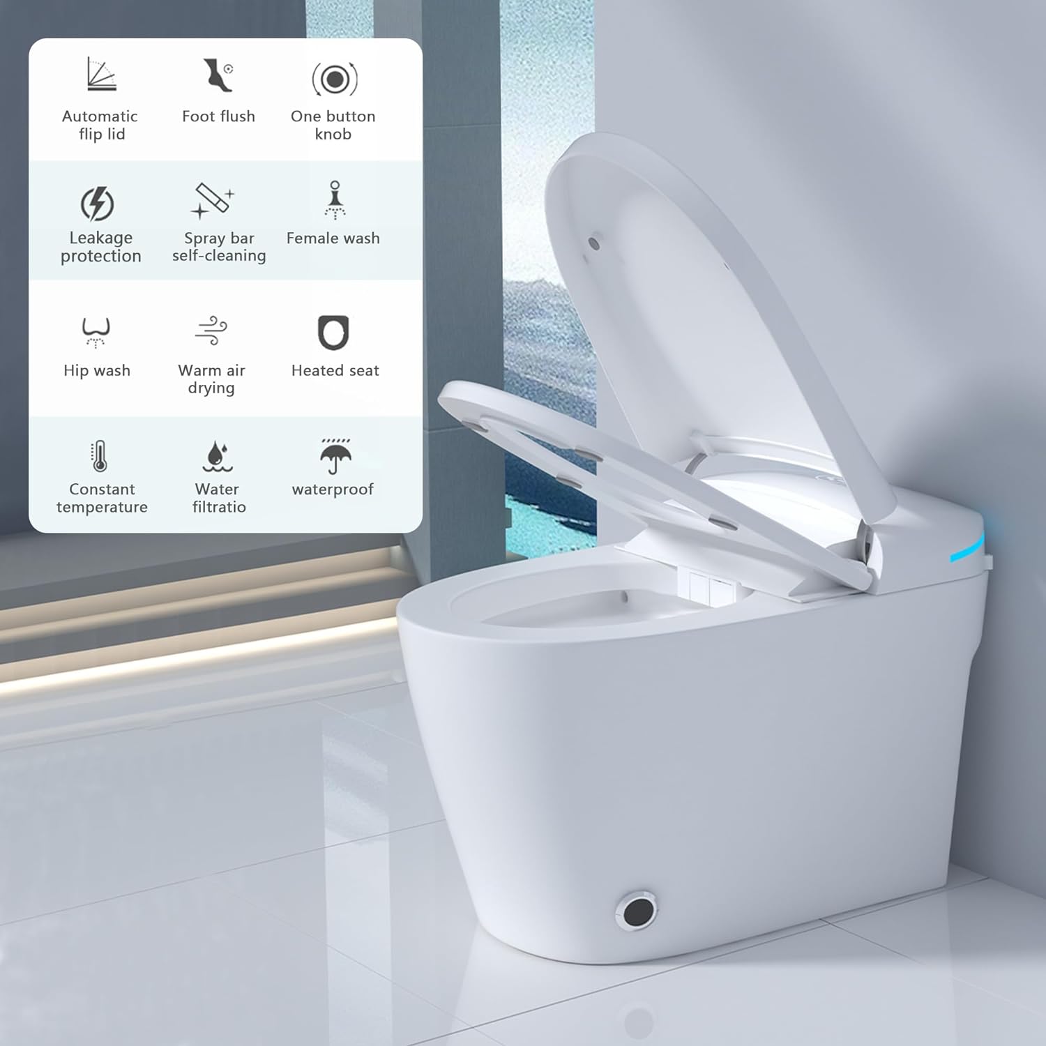 Smart Toilet with Bidet Built in,G7A08W-Arrisea