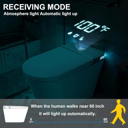 Smart Toilet with Bidet Built in, Foot Sensing Modern Toilet Bidet Combo with Auto Flush, Remote Control Warm Water, Elongated Heated Bidet Seat, Dryer, Built-in Water Tank, LED Light-Arrisea